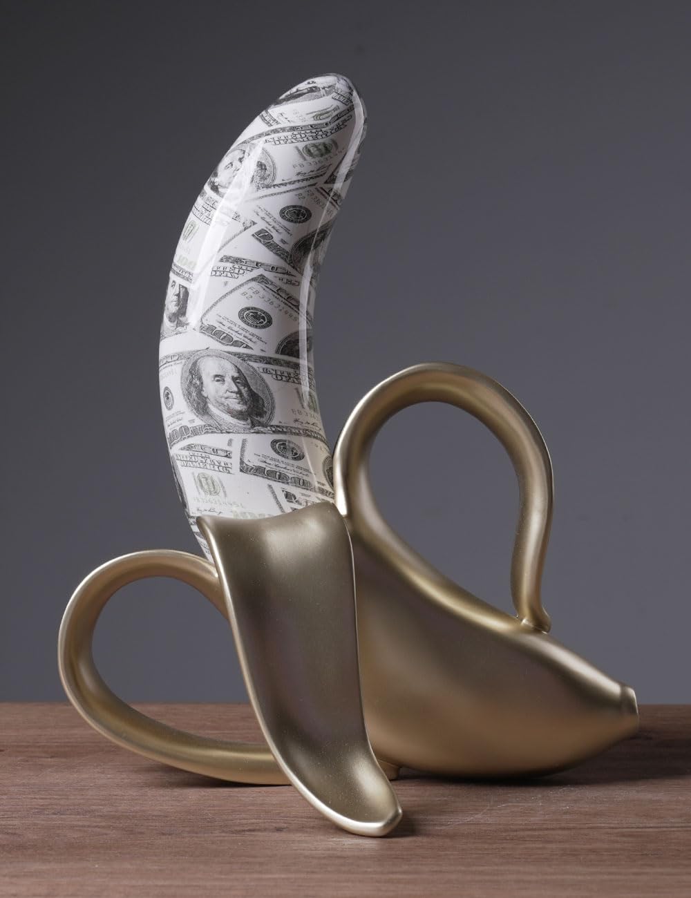 NENBOLEC Banana Statue Abstract Sculpture Decor Modern Gift Table Centerpiece Figurine for Home Room Office Polyresin 13.4 Inch