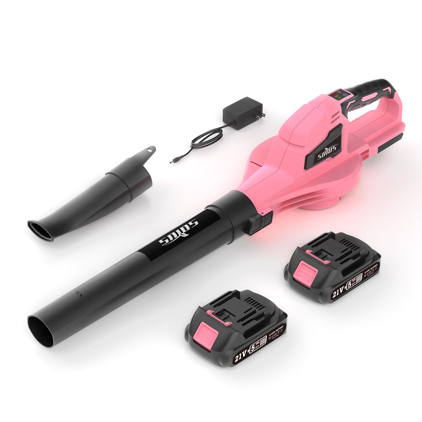 SOYUS Leaf Blower, 20V Leaf Blower Cordless with 2x2.0Ah Battery and Charger, 150 MPH Electric Leaf Blowers with Two-Speed Mode, Blowers for Lawn Care, Debris Dust Cleaning（Pink）