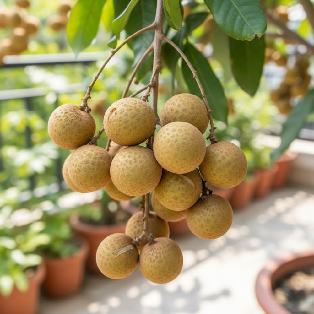 Longan Tree Live Plant, Longan Plant, Well Rooted, 2-3 Feet Tall, Edible Tropical Fruit Plant for Outdoor Planting, No Ship to CA
