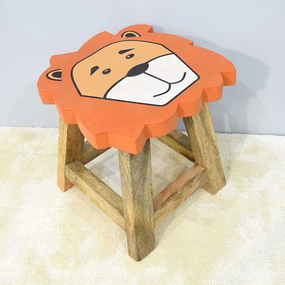 BBH Home's Handmade Orange Novelty Shaped Mango Wood Stool 14x14x12 Inch AMBBRSST0002