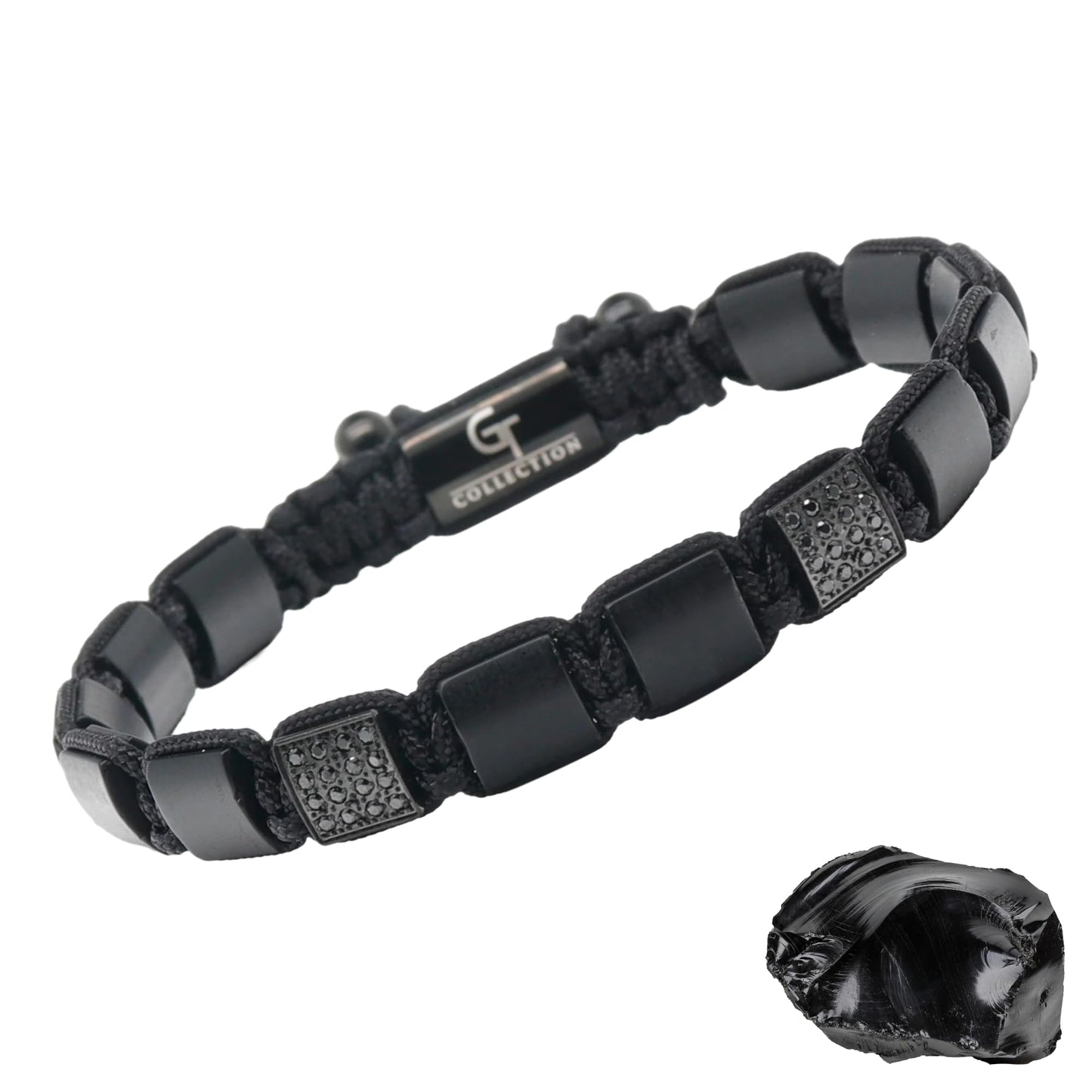 GT collection Flat Bead Bracelet, Gemstone Adjustable Bracelets for Men - Beaded Energy Bracelet for Relaxation and Peace, Handcrafted Men's Jewelry Gifts for Men