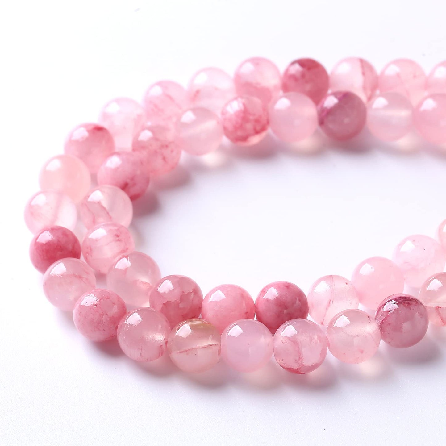 60pcs 6mm Natural Rose Pink Persian Jade Gemstone Round Loose Spacer Beads for Jewelry Making Healing Energy Stone Beads DIY Bracelets Necklaces 15"