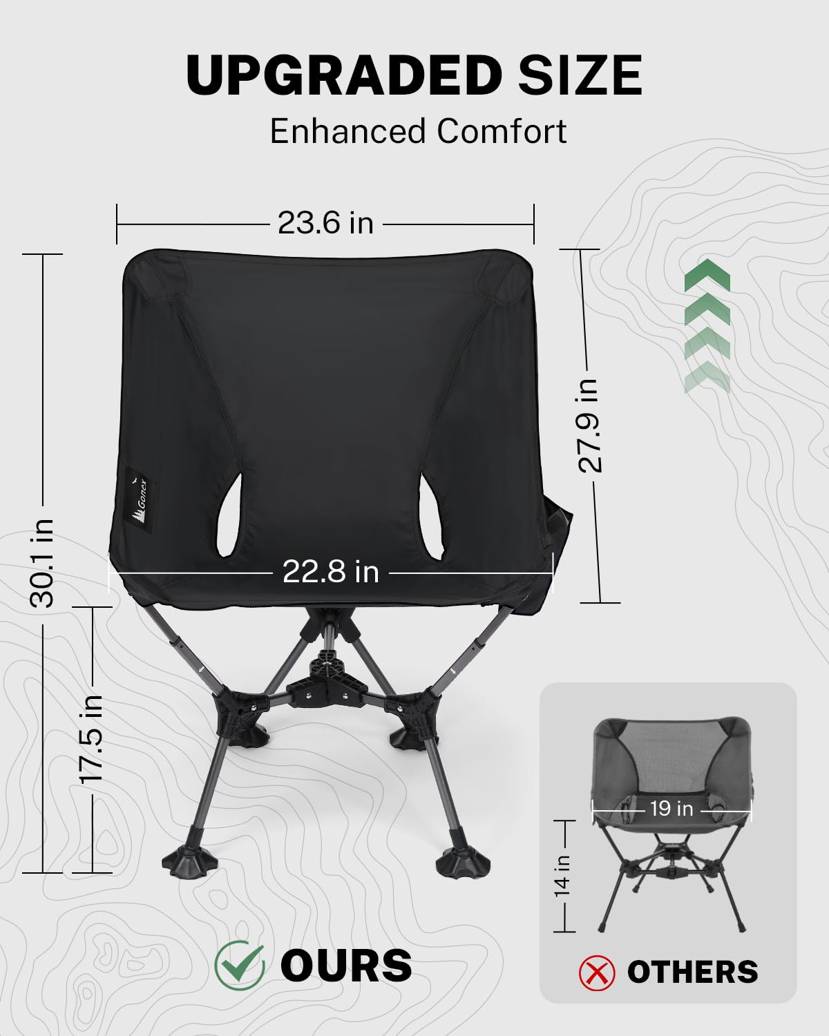 Gonex Portable Camping Chair, 6th Gen Lightweight Pop-up Folding Chair with Anti-Sinking Feet, 17.5in High Seat, 330LBS Capacity for Outdoor Camping Hiking Beach Picnic Sports(Black Ripstop, 1PCS)