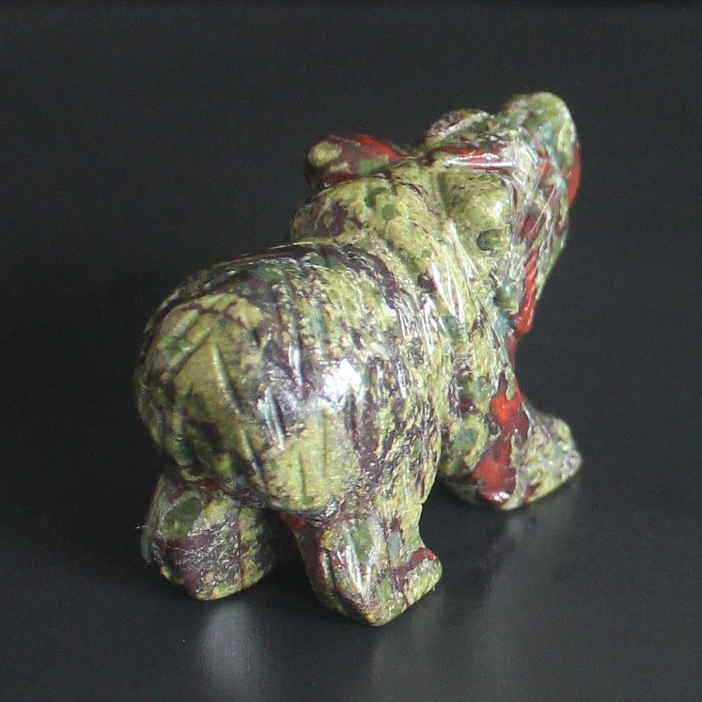 HLbshi Hand Carved Mixed Gemstone Crystal Bear Figurine Animal Carving Statue Home Decor 1.5'' (Dragon Blood Jasper)