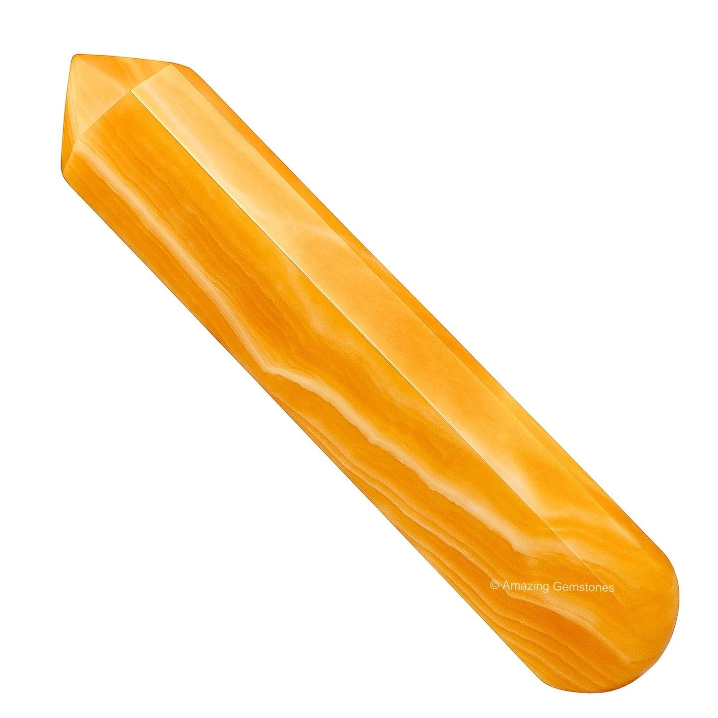 Yellow Calcite Crystal Wand Massage Stick - Pelvic Wand Gua Sha for Adults - Crystals and Healing Stones Massage Wands for Adults Gifts (Pointed)