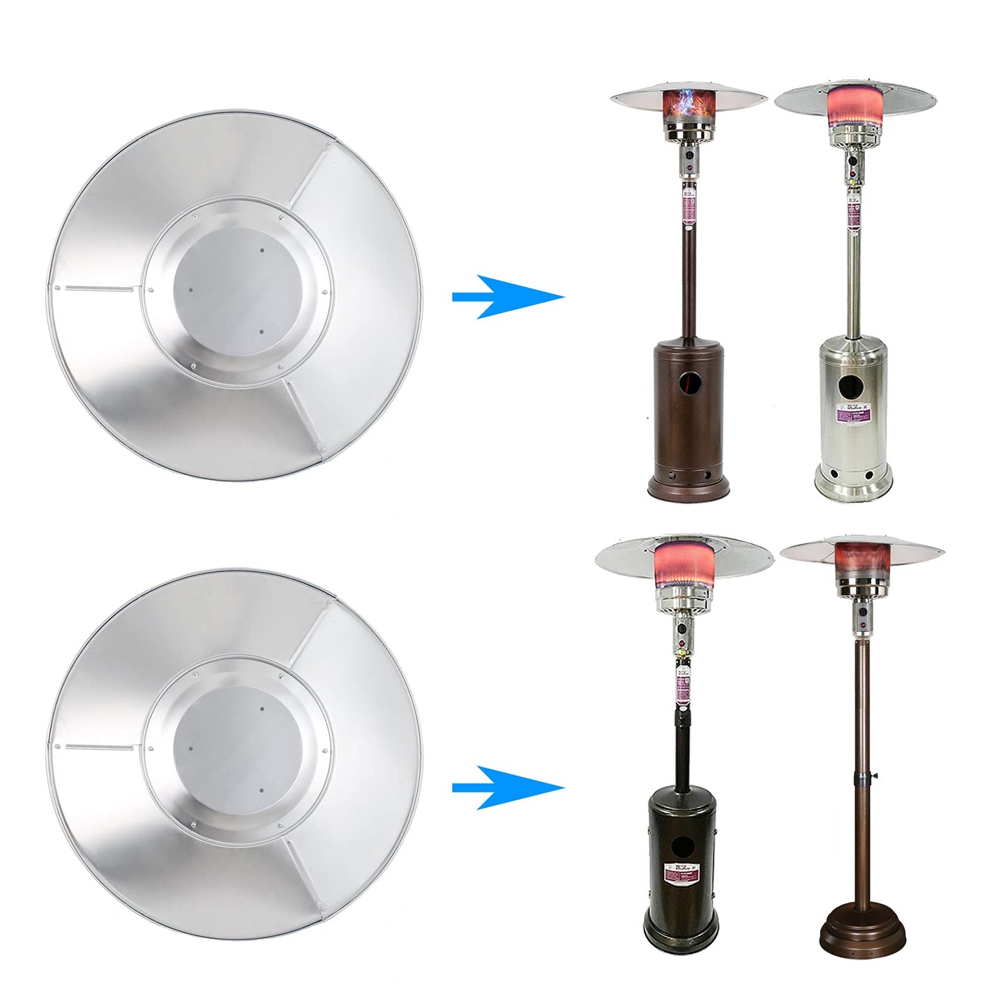 HQQ outdoor Patio Heater Reflector Shield, Aluminum Heat Reflector Shield Top for Propane Outdoor Heaters,Dome Replacement Parts(3-Hole Mount，33" Diameter Round)