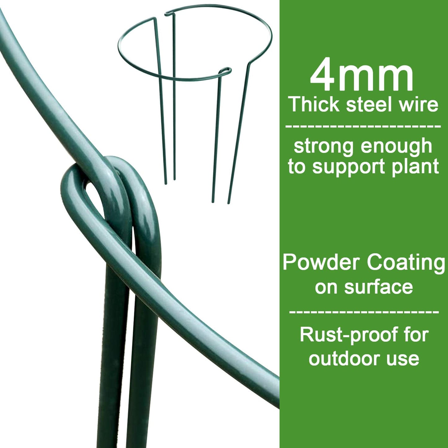 HiGift 10 Pack Peony Cages and Supports, 10" (W) x 16"(H) Plant Support, Heavy Duty Metal Plant Support Stake for Indoor Plants Half Round Garden Stakes Plant Support Ring for Hydrangea,Flower Outdoor