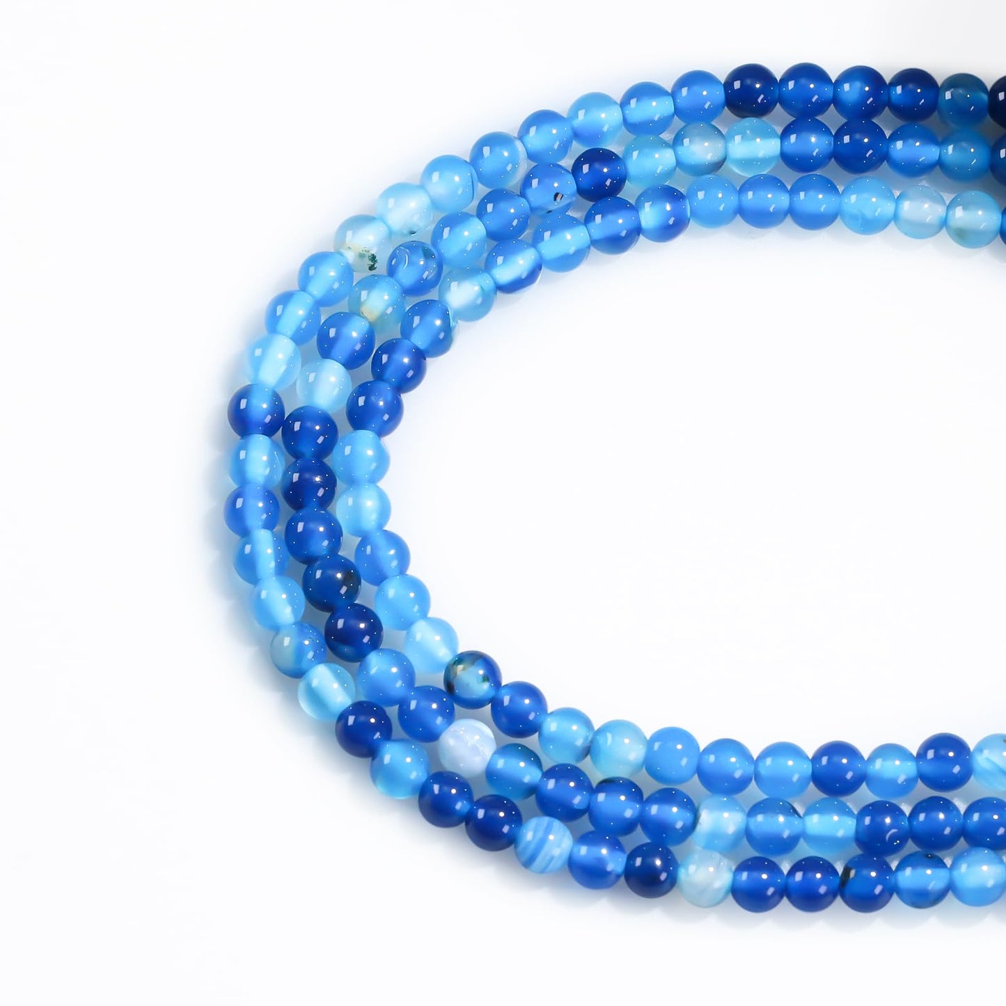 6mm Natural Gemstone Round Blue Stripe Agate Loose Beads for Jewelry Making Bracelets Necklace Earrings Art Craft (60-62pcs/strand)