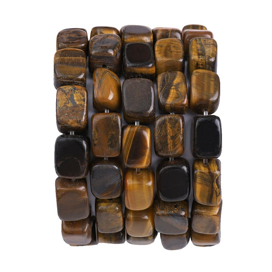 BEADIA Natural Yellow Tiger Eye Cuboid Stone Loose Semi Gemstone Beads for Jewelry Making 8mmx12mm 38cm/Strand