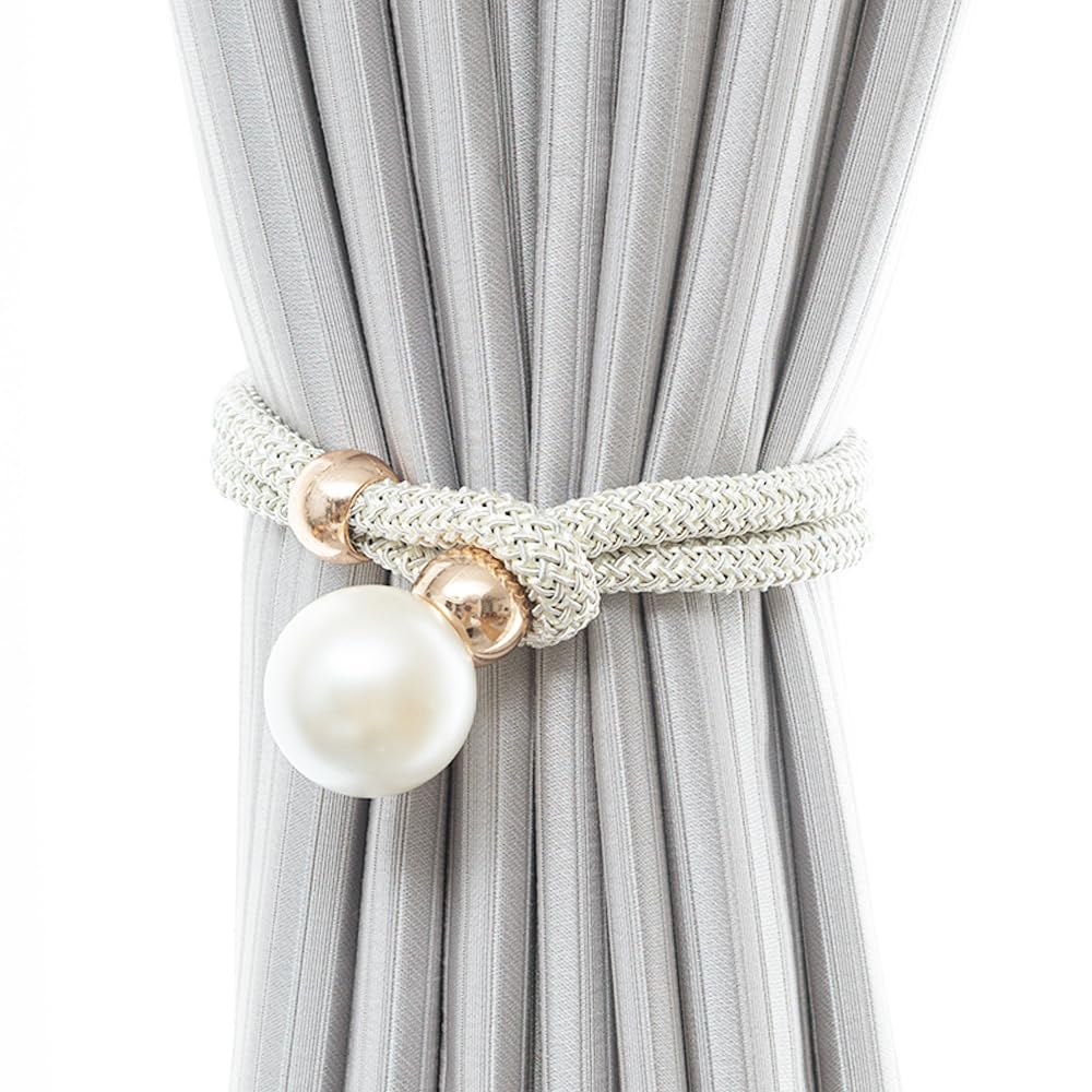 2PCS Curtain Tiebacks Elegant White Large – Easy to Clean and Perfect for Securing Curtains with Grace and Beauty,Stylish and Durable Decorative Accessories for Your Home (White)