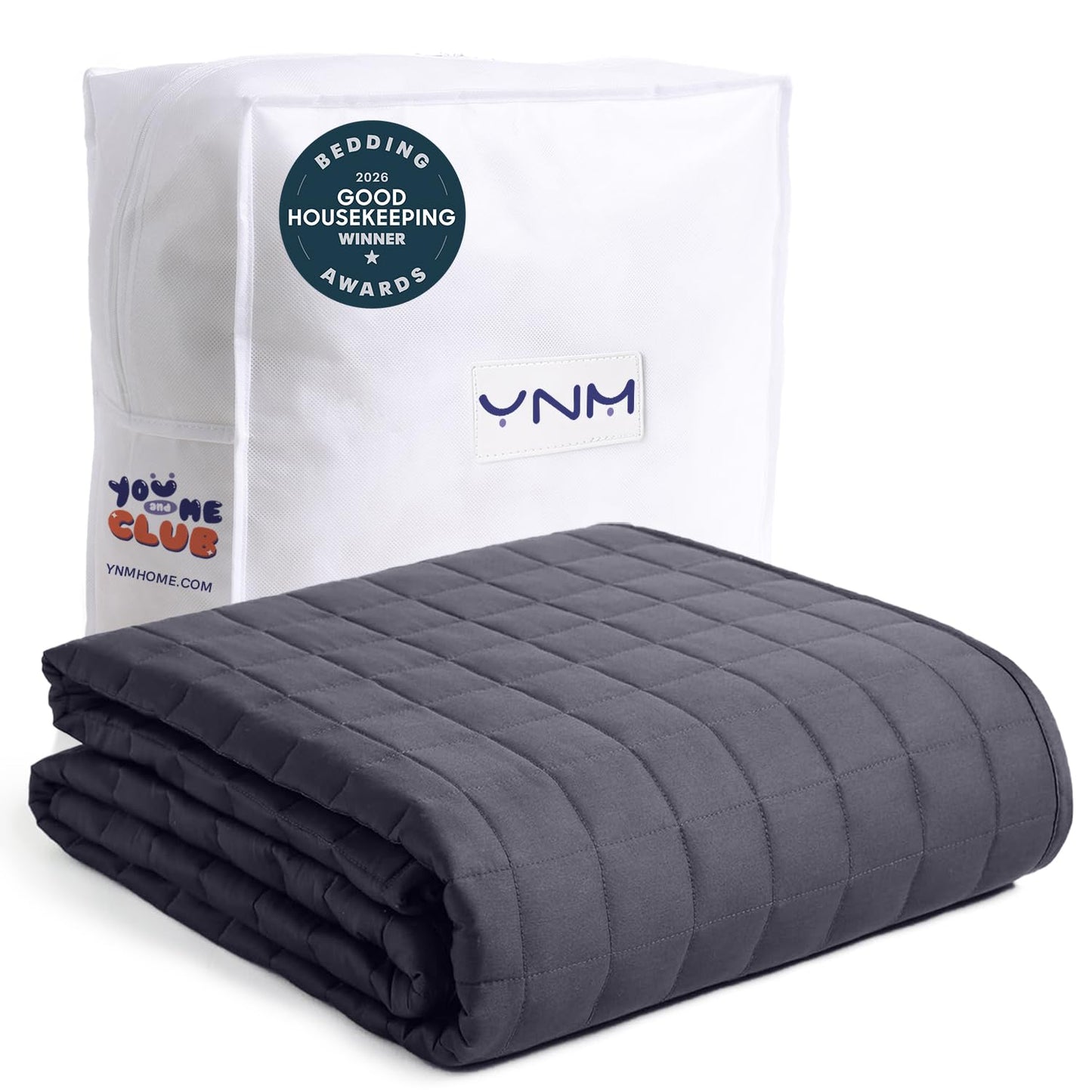 YnM 15lbs Weighted Blanket for Adults, Heavy Bed Throw Blanket with Cooling Glass Beads for All Season Use, Ideal for ~90lbs (48x72 Inches, Twin/Full, Dark Grey)