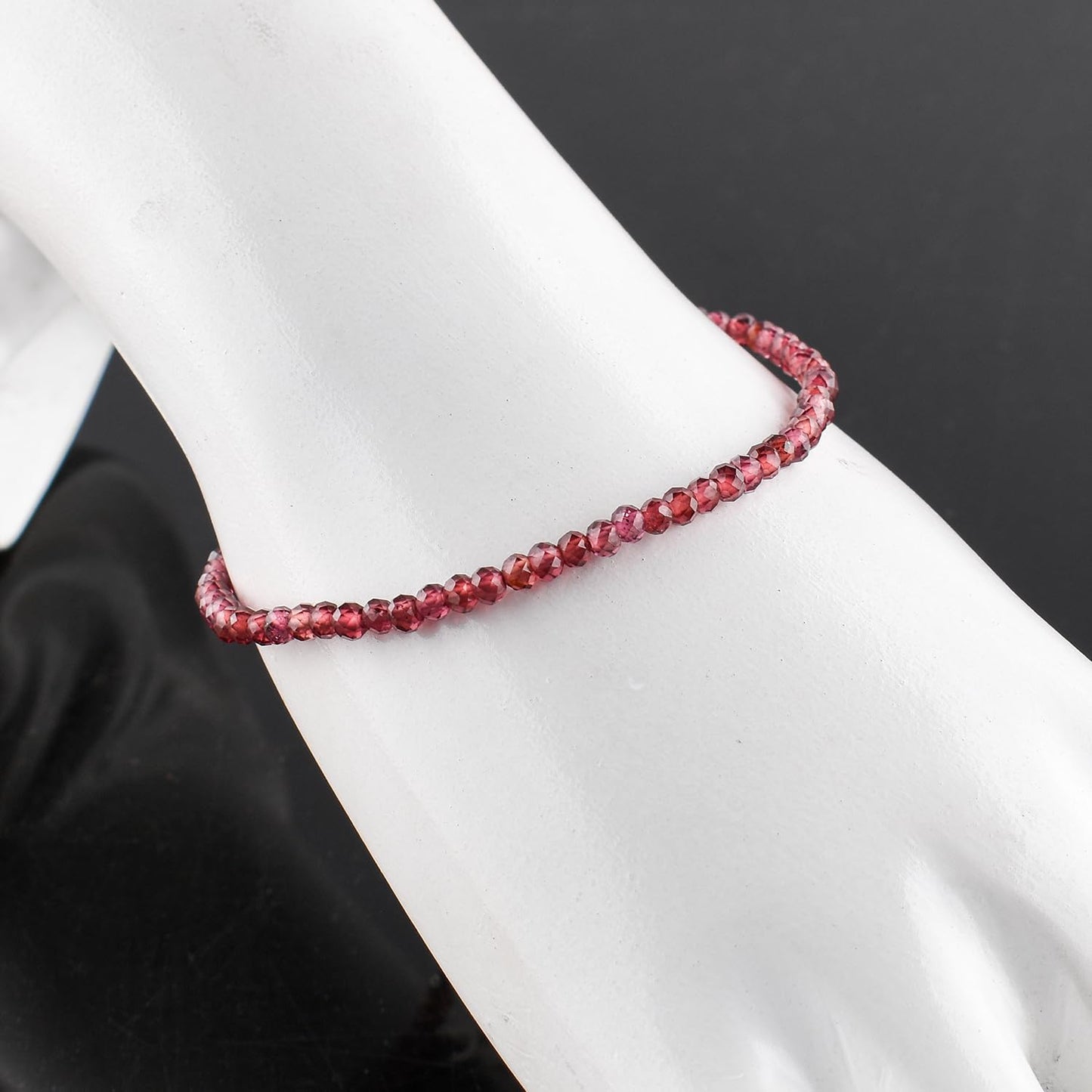 Yanara Garnet Stone Bracelets For Women Beads Jewelry for Women January Birthstone, Chakra Energy Healing Crystals, Silver Plated Chain 8 inch