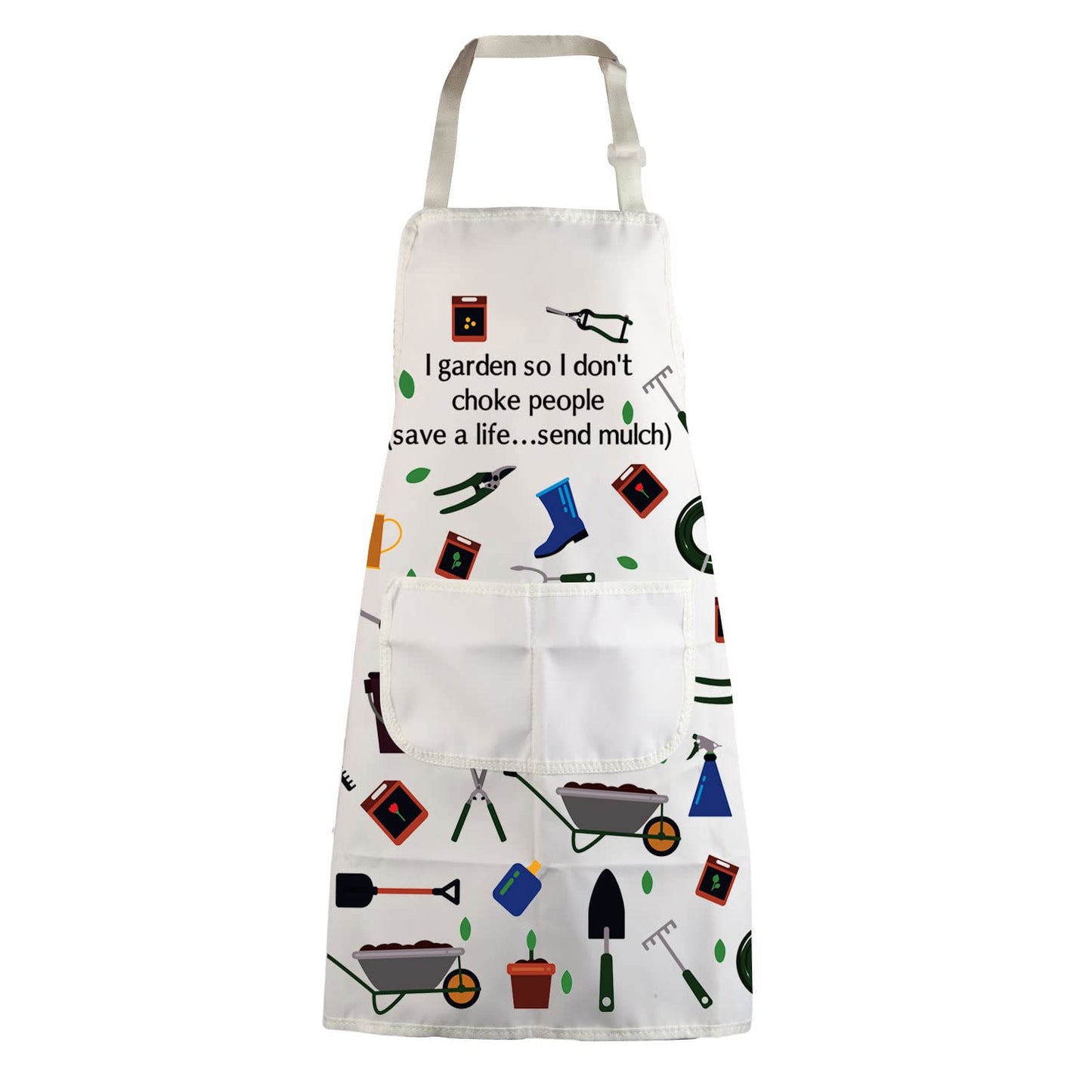 MBMSO Gardener Apron I Garden So I Don't Choke People Save a Life Send Mulch Funny Gardening Aprons with Pockets Waterproof (Gardener Apron)