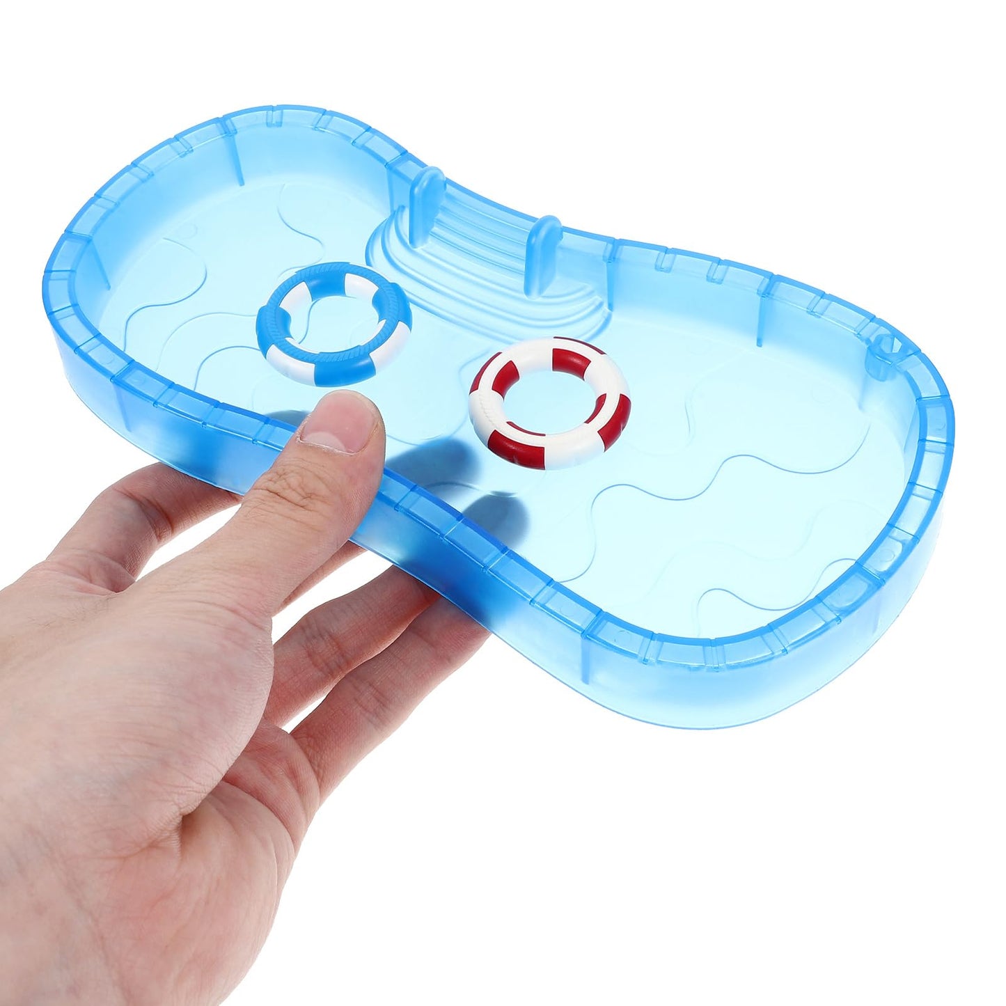 Angoily 1 12 Scale Miniature Dollhouse Swimming Pool Set with Swim Ring and Beach Chair Plastic Mini Toy Pool for Doll Accessories 7.87 X 3.54 X 0.79 Inches