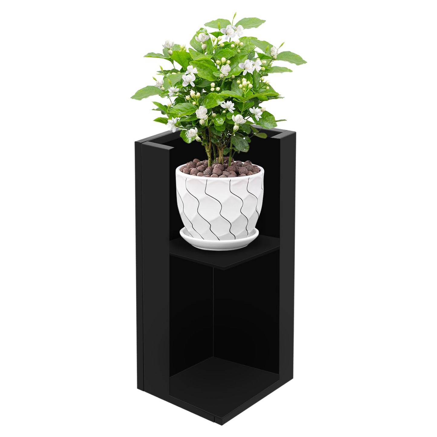 DYNAMI 30in Tall Planter Box,Steel Metal Rectangular Planter Box with Removable Shelf,Modern Decorative Black Metal Planter Flower Pot,for Indoor Outdoor Patio Garden (Black, 30x12x12in)