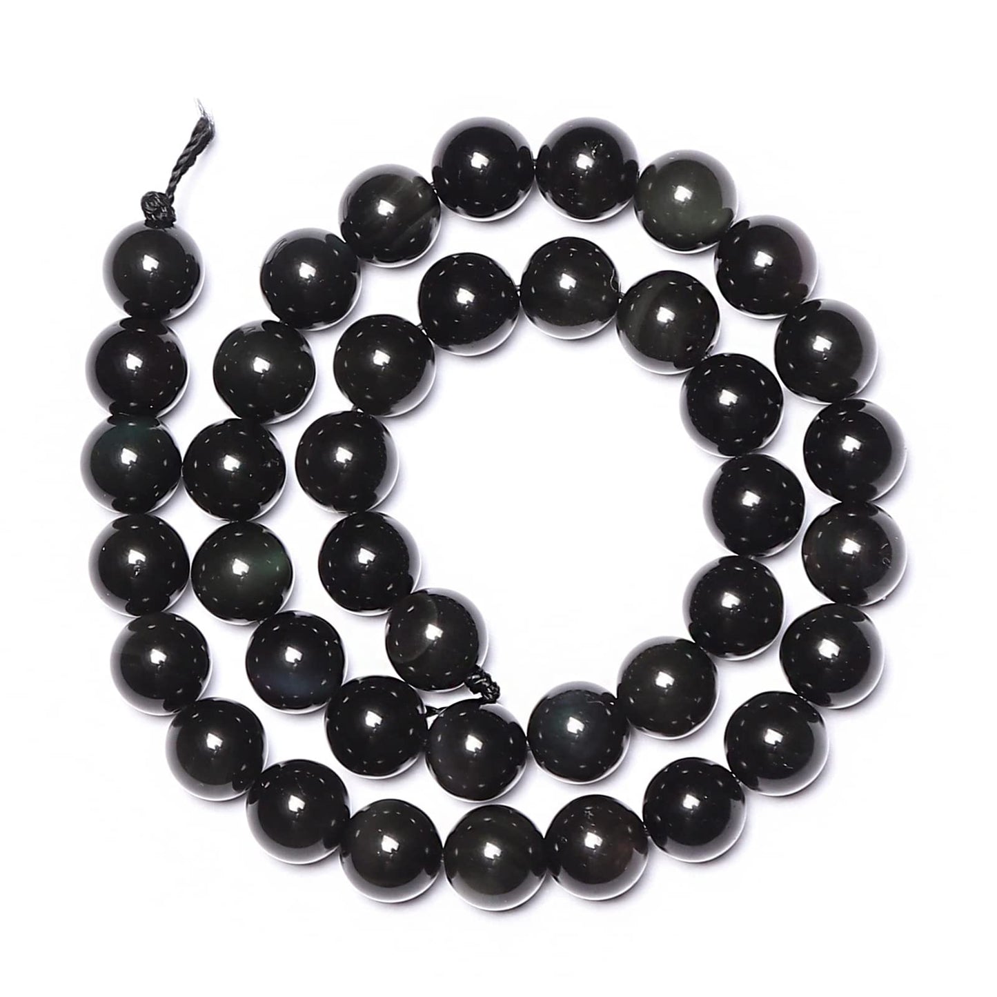 45pcs 8mm Natural Black Obsidian Gemstone Beads Energy Healing Crystal Round Loose Stone Beads for Jewelry Making, DIY Bracelets Necklaces