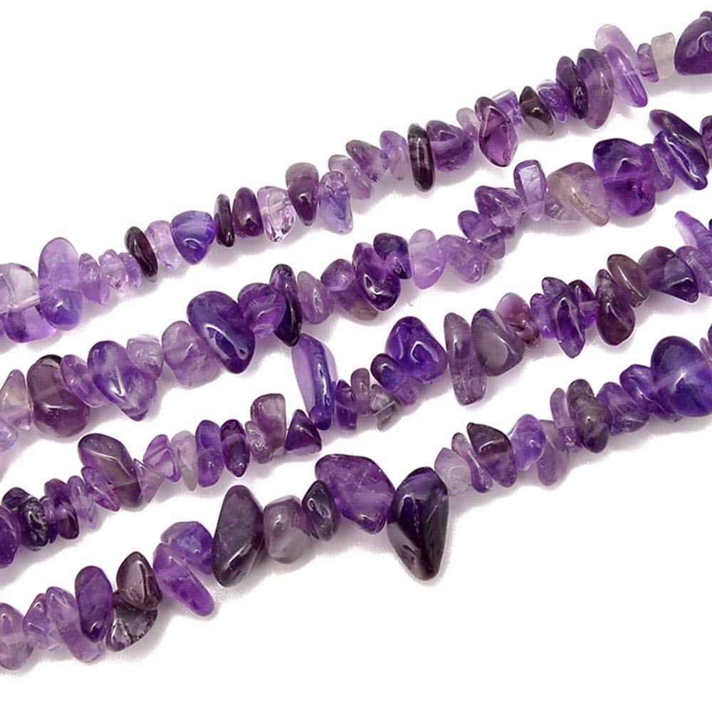 PLTbeads Gemstone Chips Natural Amethyst 3-5mm Healing Crystals Waist Bracelets Necklace Kit Irregular Stone DIY Crafts Design Jewelry Making Approxi 32 inch