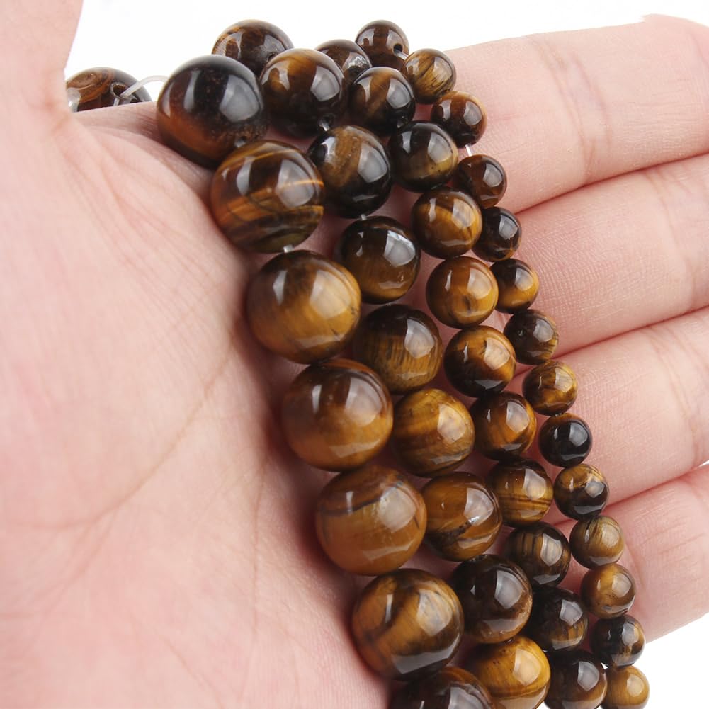 NITOPUPU 10mm 37pcs Yellow Tiger Eye Natural Stone Beads for Jewelry Making Supplies, Round Crystal Beads for Bracelets Necklace DIY Crafts
