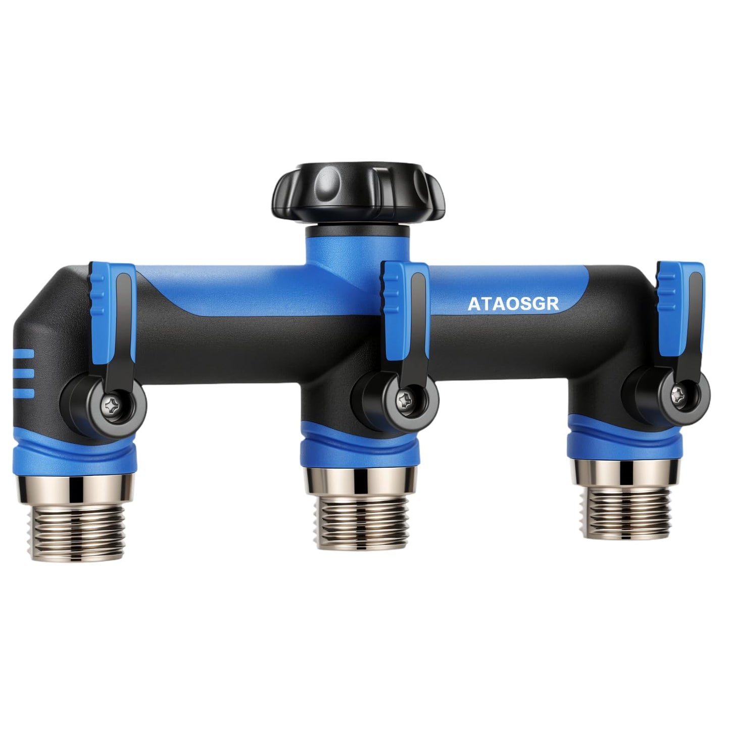 Garden Hose Splitter, 3 Way Water hose bib Spigot splitter, T Hose Connector- with Shutoff Valves Water Adapter，Outdoor Faucet Splitter 3/4" GHT Thread， For Home Outdoor Garden irrigation（ blue）