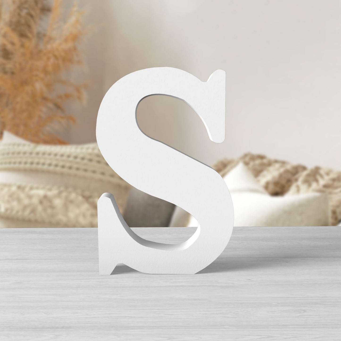 Zaruatu 6 Inch White Wood Letters Unfinished Wood Letters for Wall Decor Decorative Standing Letters White Block Letters for wall Decoration for Craft Home Party Projects (S)