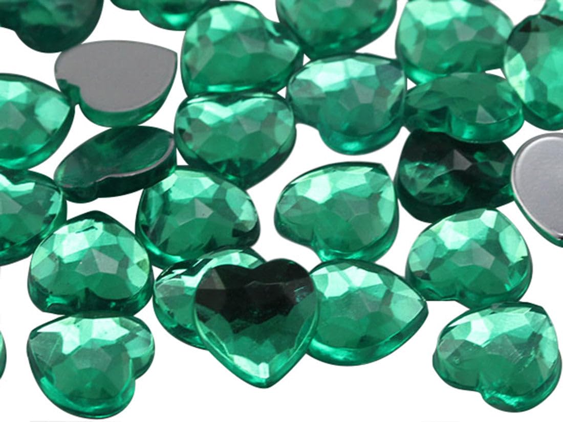 KraftGenius Allstarco 8mm Flat Back Heart Acrylic Rhinestones Tiny Face Gems Body Jewels Card Making Embelishments - 100 Pieces (Green Xmas JG02)