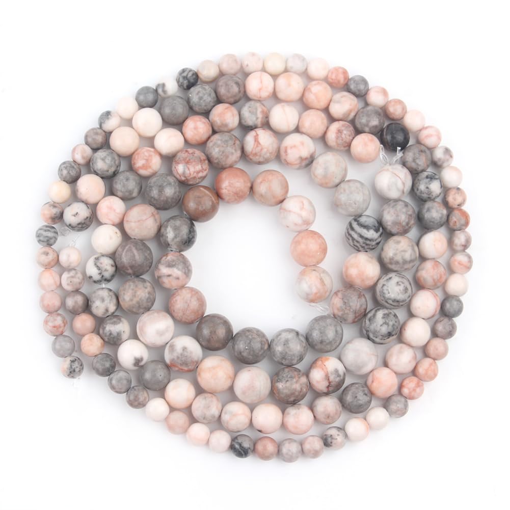 NITOPUPU 10mm 37pcs Pink Zebra Jasper Natural Stone Beads for Jewelry Making Supplies, Round Crystal Beads for Bracelets Necklace DIY Crafts