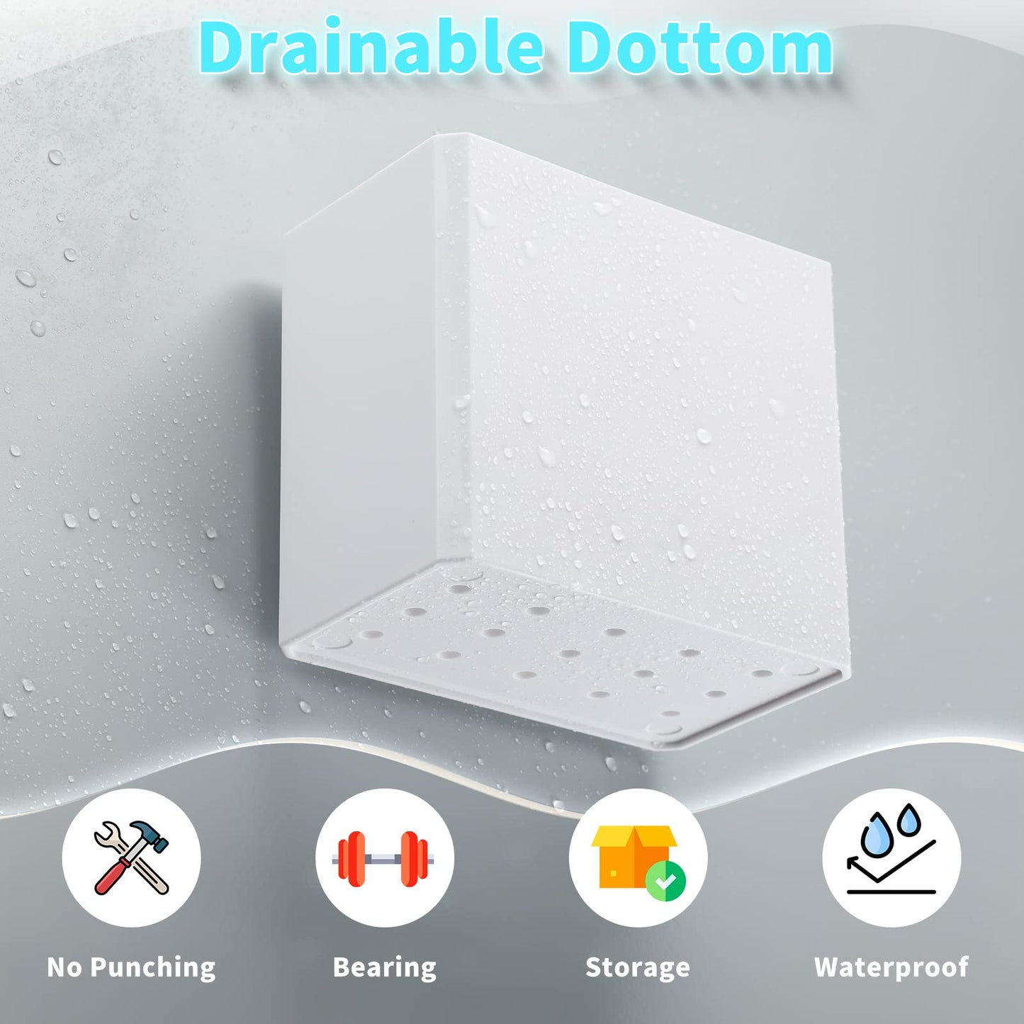 Suclain 2 Pcs Wall Mounted Organizer Non-Drilling Adhesive Floating Shelf White Wall Bin Organizer Hanging Storage Containers for Bedroom Bathroom Kitchen Office
