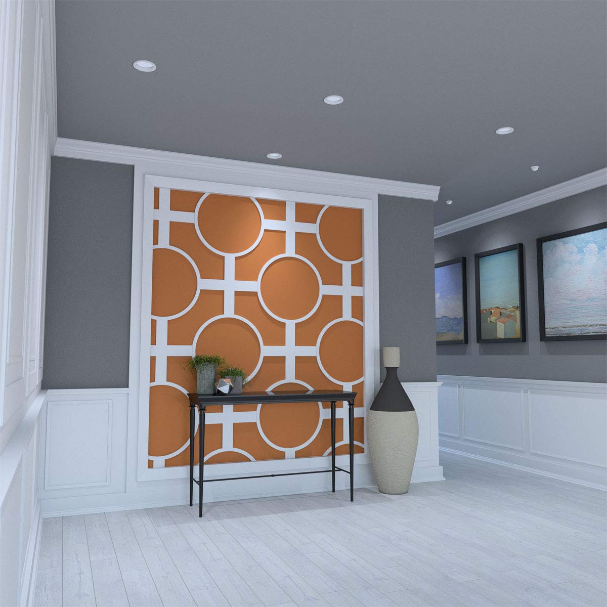 Ekena Millwork 42 1/4"W x 23 3/8"H x 3/8"T Large Chesterfield Decorative Fretwork Wall Panels in Architectural Grade PVC