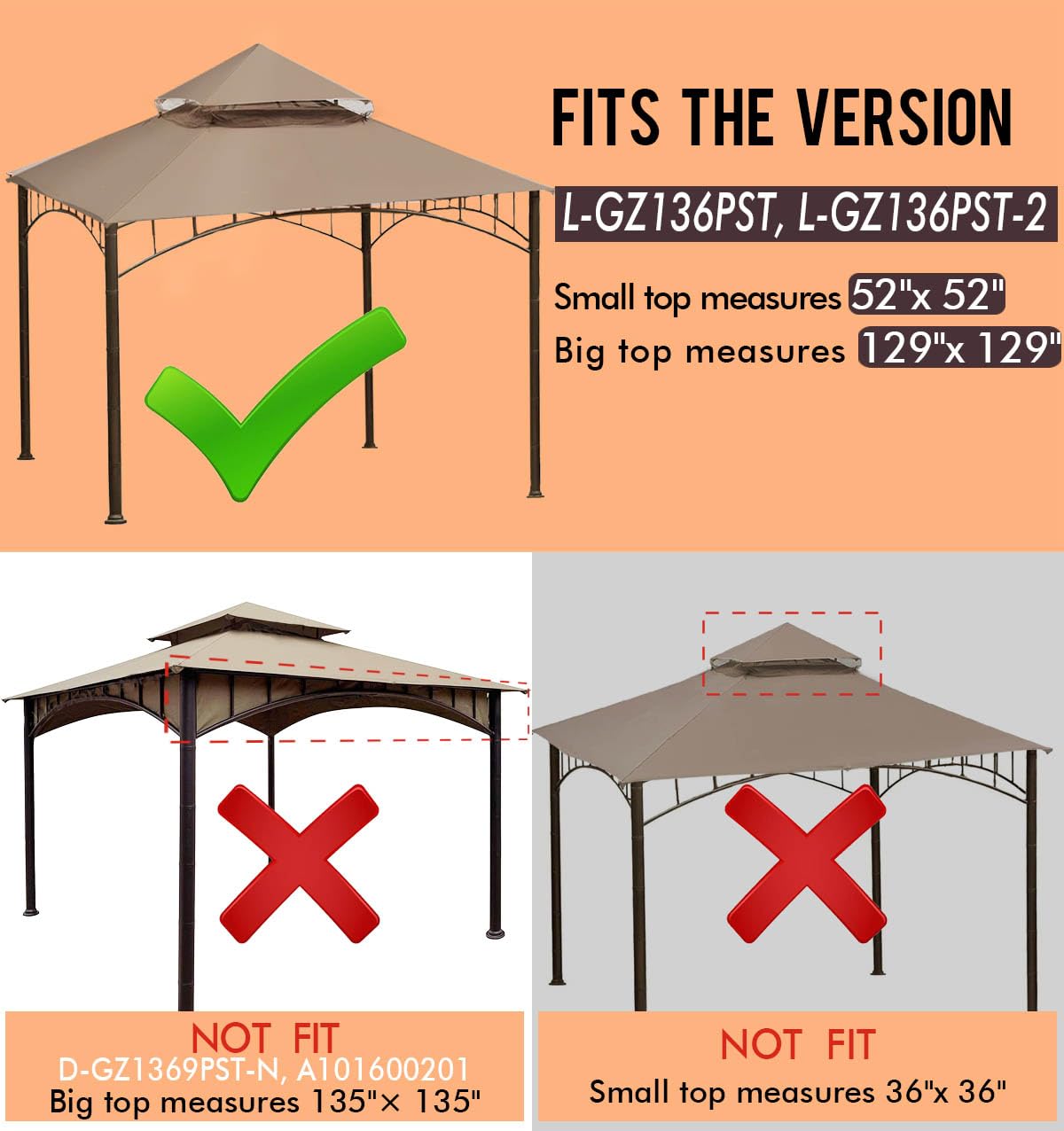 Ontheway Winds Replacement Canopy for Target Madaga Gazebo (Beige)
