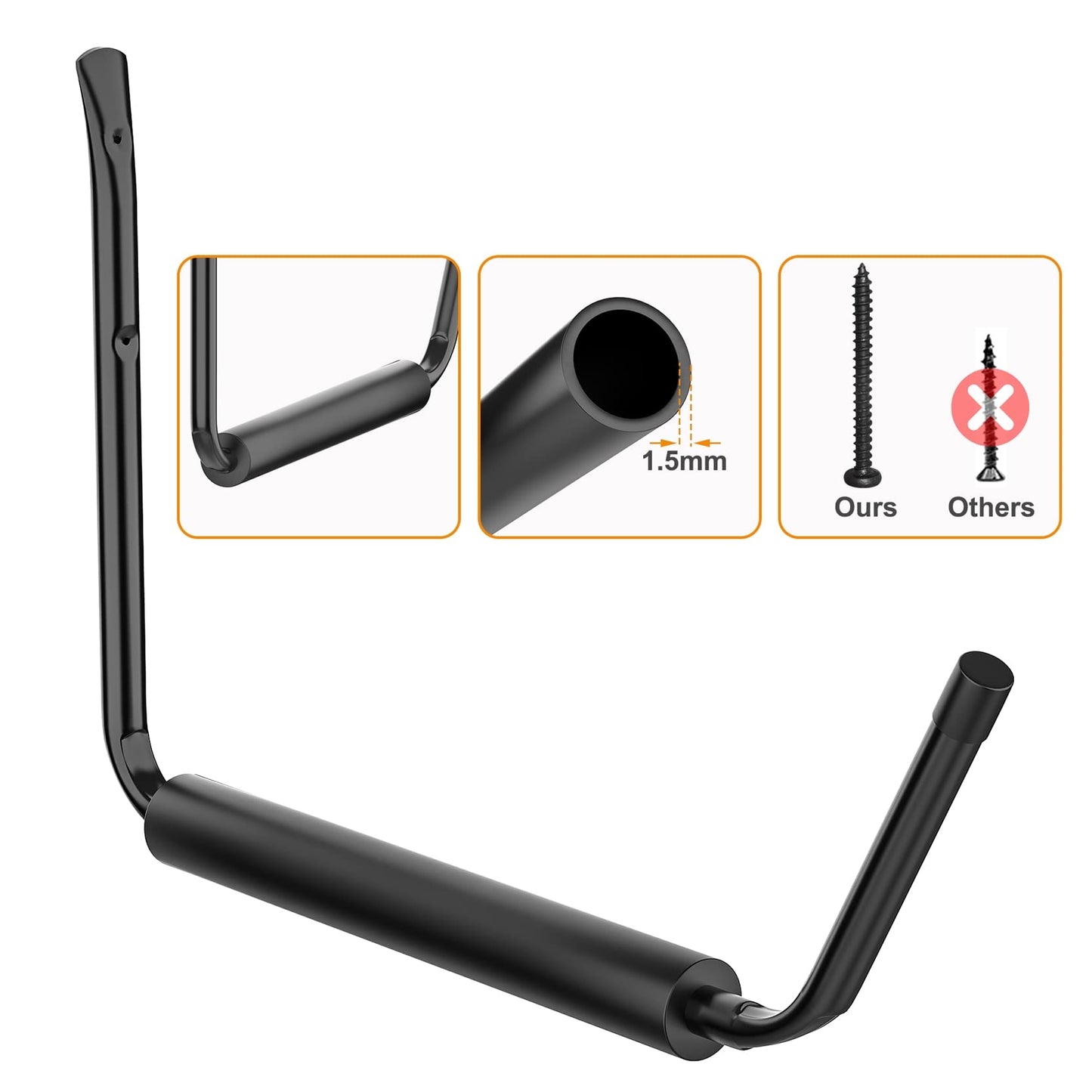 WALMANN Lightweight Kayak Storage Rack, Wall Mount Kayak Hooks for Garage Utility Storage Hangers for Canoe, Surfboard, Skiis, Snowboard, Paddle Board, Ladders