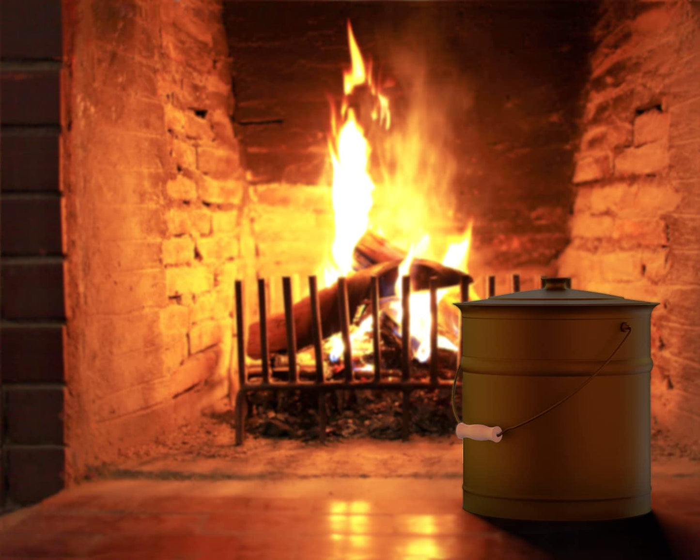 Plow & Hearth 3 Gallon Black Large Ash Bucket with Lid and Wood Handle | 28 Gauge Galvanized Iron Metal | Double Bottom | Tool for Fireplaces Fire Pits Wood Burning Stoves (Black)