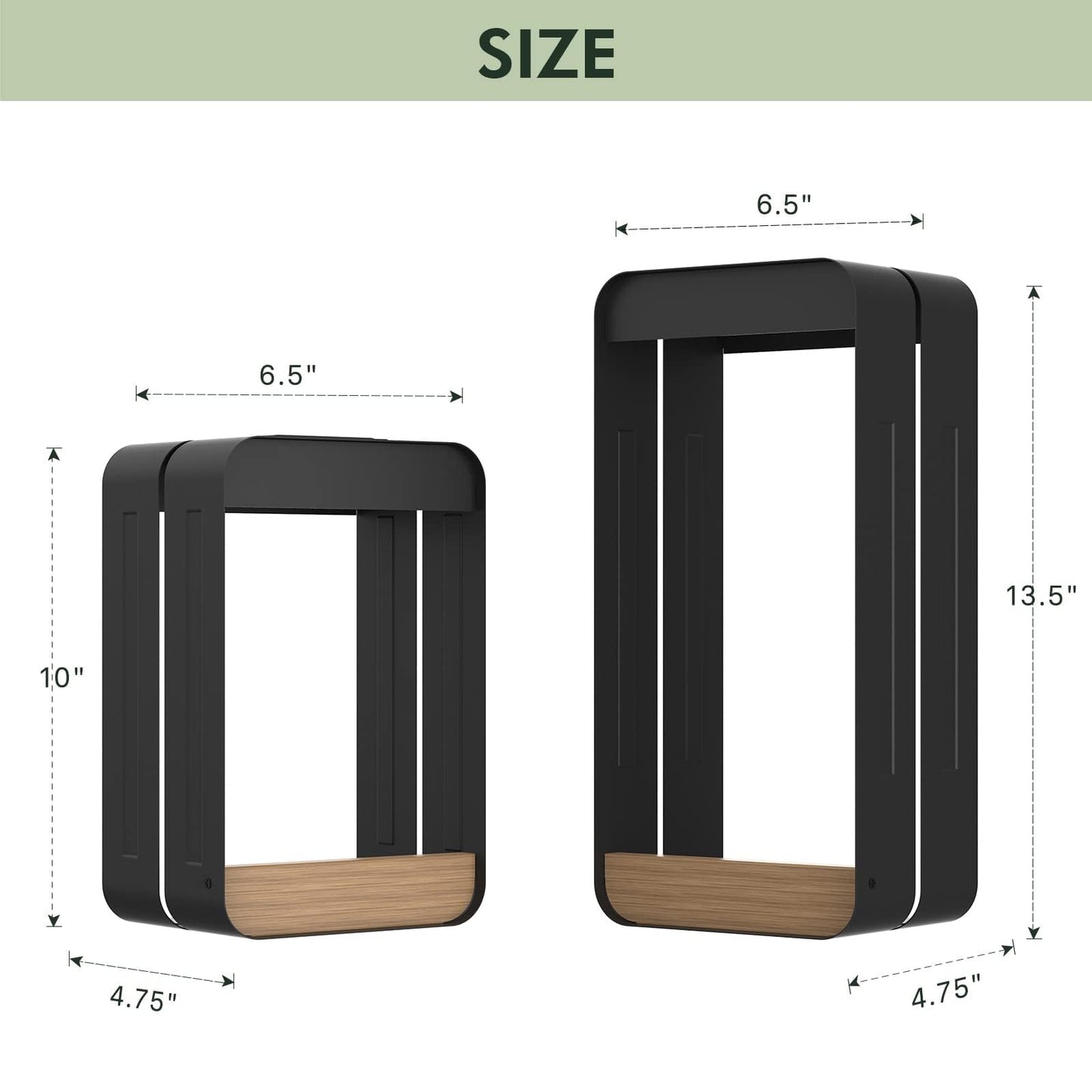 Grand patio Outdoor Solar Wall Sconce Shelf Planter, Decor LED Waterproof Wall Light Lamp with Woodgrain for Patio, Porch, Solar Energy, Black (S-Rectangle)