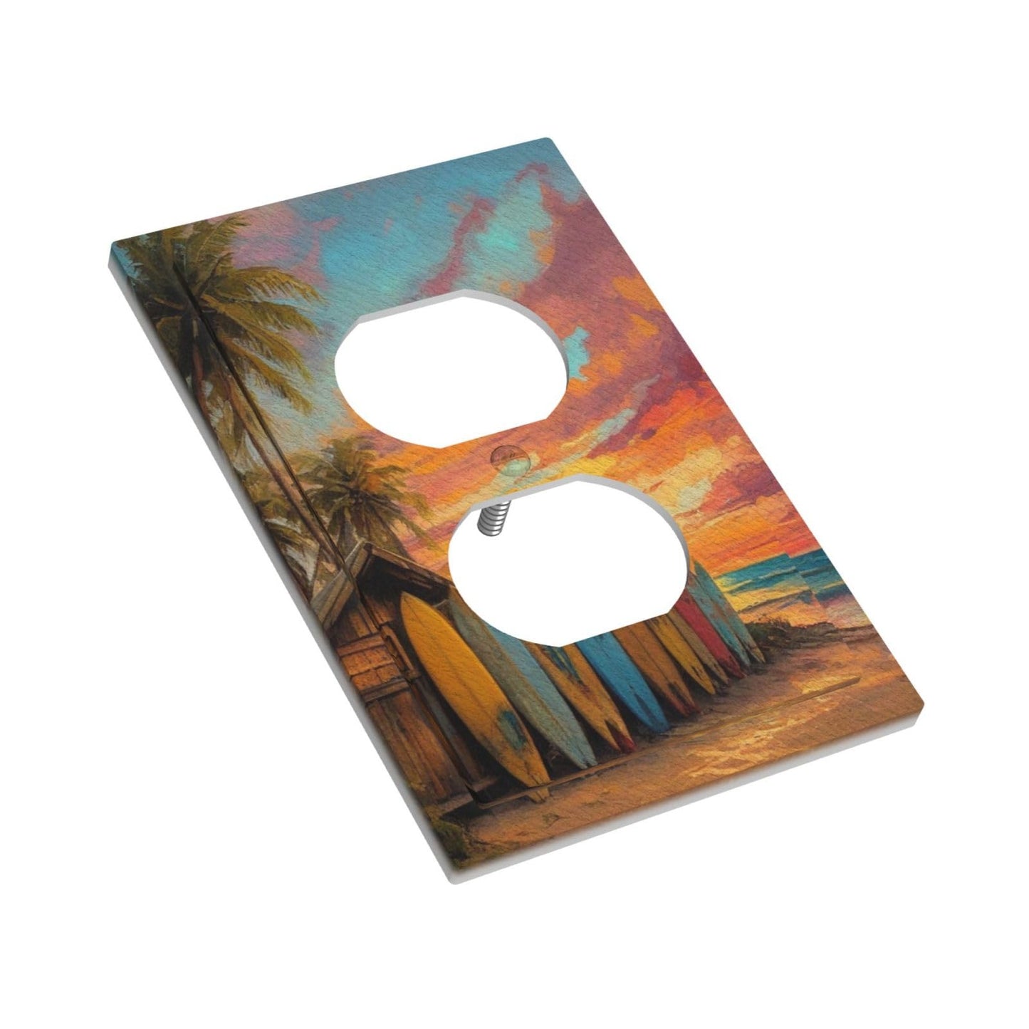 Decorative Art Light Switch Covers Sunset Surfboards 1 Gang Single Duplex Outlet Wall Plate Switchplate Electrical Faceplate for Home Decor