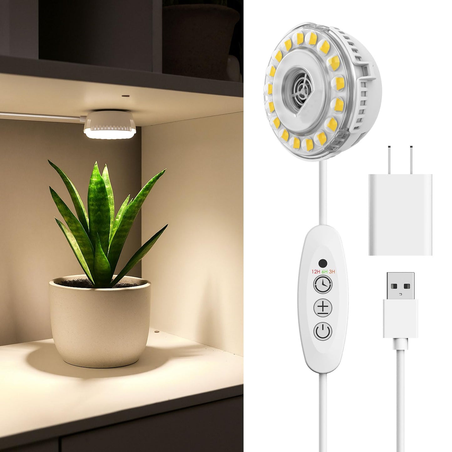 SGLEDS 7W Grow Light for Indoor Plants, Full Spectrum Plant Light with Auto Timer (3/6/12H) & 4-Level Dimming, Small Led Grow Light for Seedlings, Succulents, Herbs
