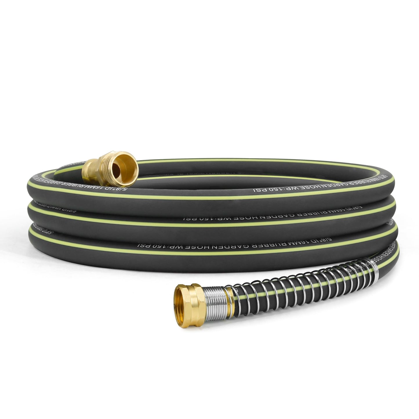Wurzberge Lightweight Rubber Garden Hose 25 ft, 5/8" Hybrid Rubber Hose with Solid Brass Fitting, Water Hose Pipe for Outdoor, Cleaning & Washing