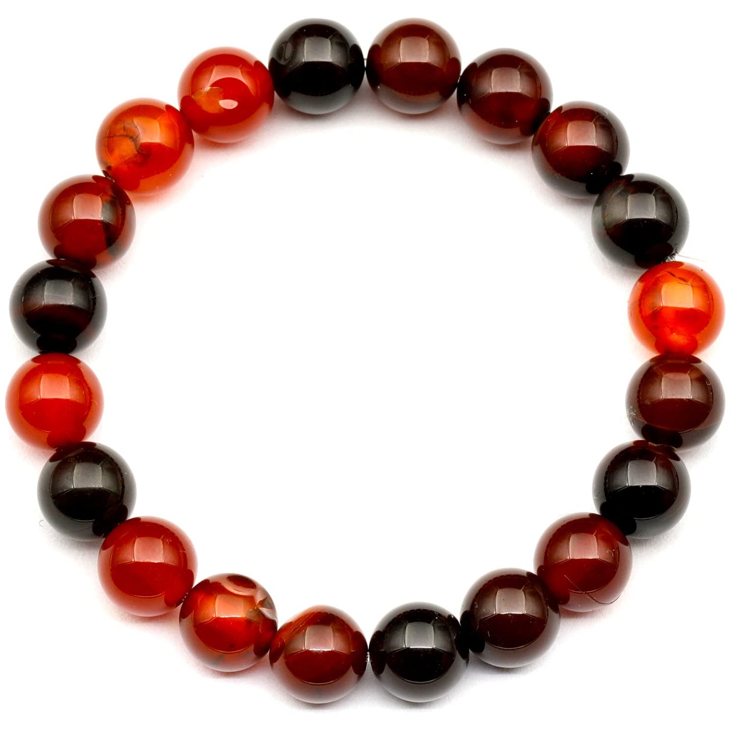 Carnelian Agate Beaded Stretch Bracelet for Men & Women | Handmade Natural Stone Jewelry with 8mm Carnelian Agate Beads | Virgo Zodiac Chakra Elastic Bracelet | Motivation Vitality Gift
