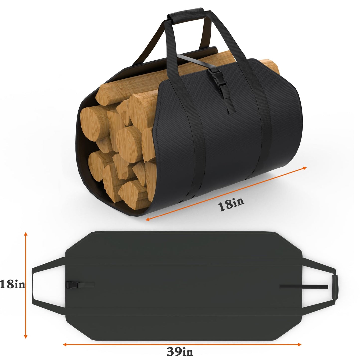 WALMANN Heavy-Duty Firewood Rack with Waterproof Cover & Firewood Carry Bag, 4 ft Outdoor Indoor Wood Log Holder for Fireplace, Patio & Porch, Sturdy Steel Fire Wood Storage Stand