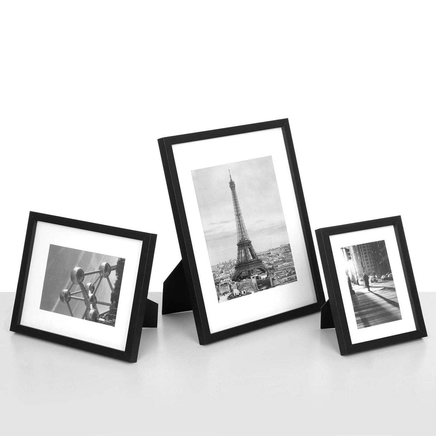 SONGMICS Picture Frames with 7 Mats, Set of 7 Collage Photo Frames, One 11x14, Two 8x10, Four 6x8 Frames, Hanging or Table Display, Glass, Black URPF37BK
