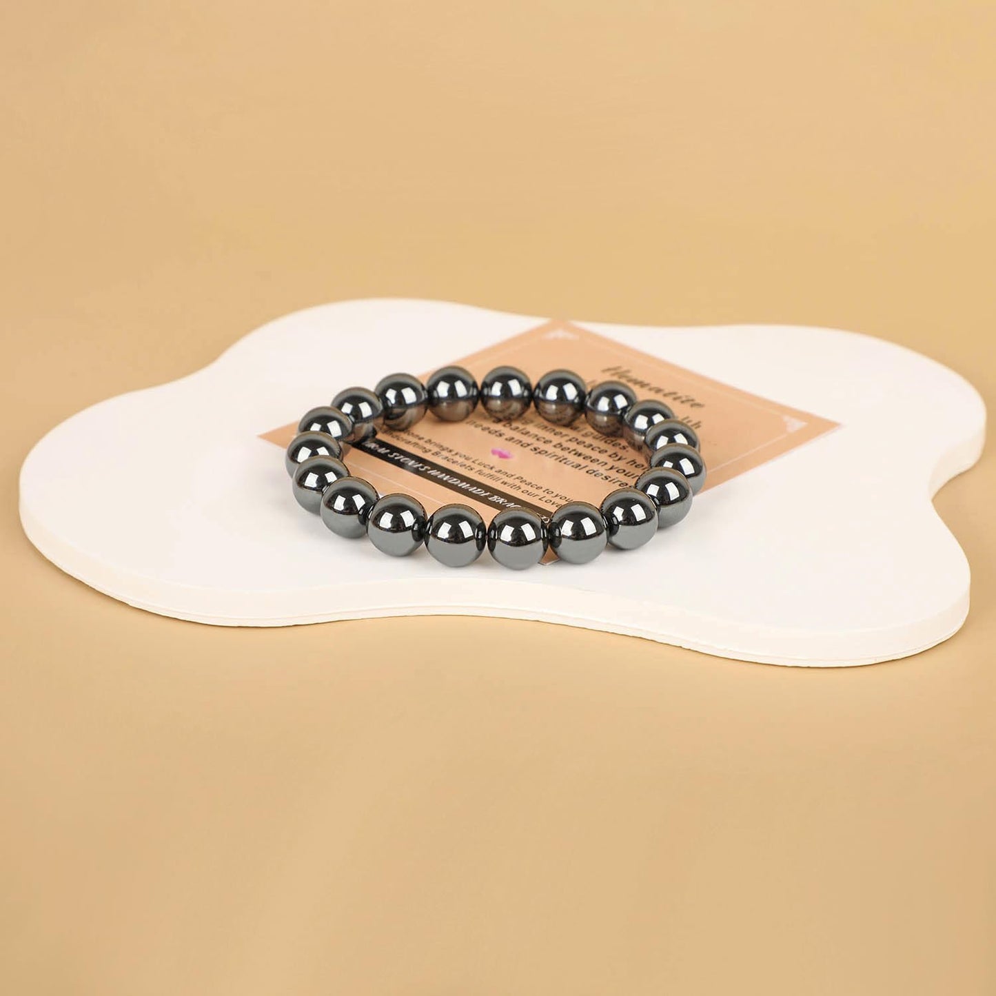 AD Beads Handmade Gemstone Stretch Elastic Bracelet Crystal Healing Reiki Nature's Beauty and Spiritual Essence Unisex (8mm, Hematite (Healing and Health))