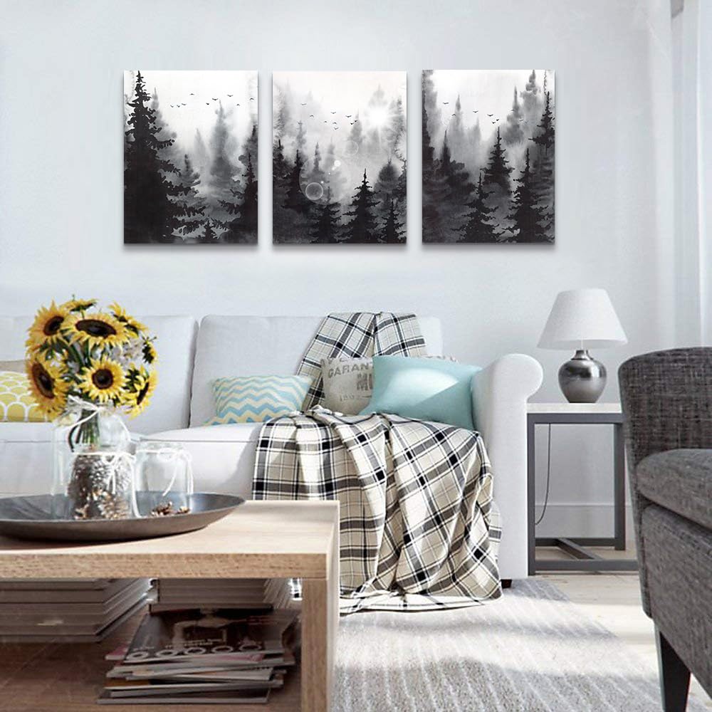 DZRWUBHS Wall Art for Living Room Black and White Wall Decor For Bedroom Bathroom Family Decoration Hang Pictures Kitchen Office Abstract Wall Painting Modern Framed Canvas Wall Art Prints 12x16 in
