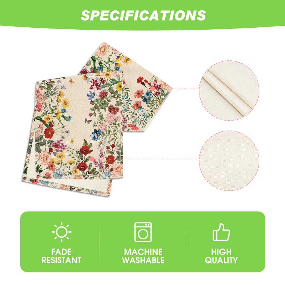 Artoid Mode Plants Floral Butterfly Valentine's Day Table Runner, Anniversary Wedding Kitchen Dining Table Decoration for Home Party Decor 13x72 Inch