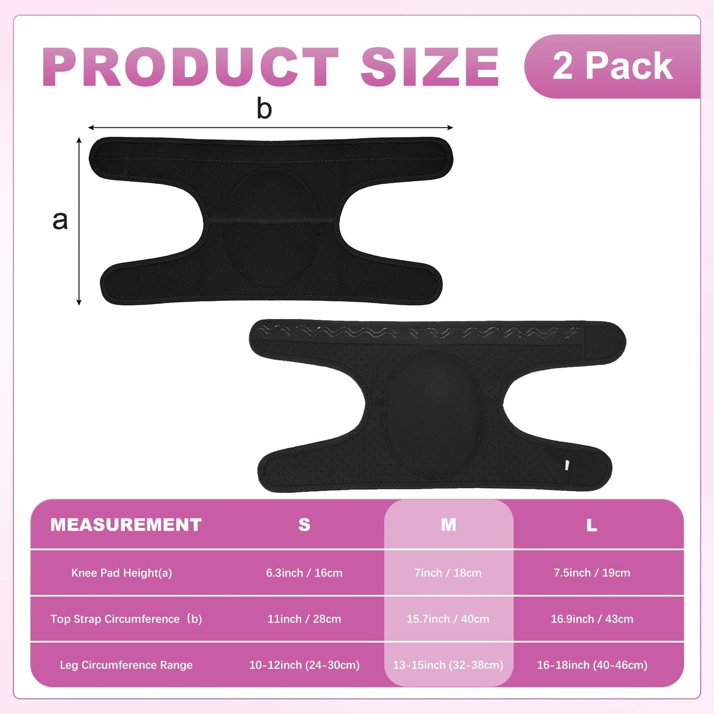 M METERXITY 2-Pack Gardening Knee Pads, Thick Foam Garden Knee Pads with Adjustable Straps for Garden/Construction/Flooring/Cleaning, Suitable for 13"-15" Leg Circumference Size m [Black]