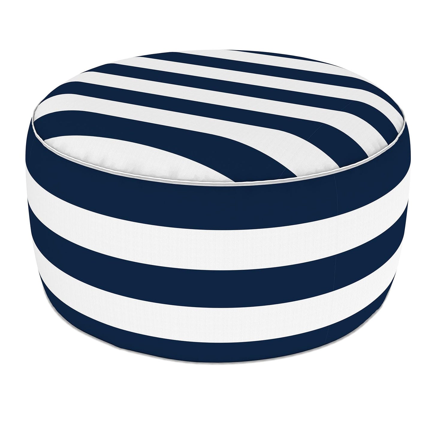 LVTXIII Indoor/Outdoor Extra Large Inflatable Ottoman Pouf D31 x H14 Inch, Round Footstool with Handle, Weather-Resistant Portable Furniture for Patio, Camping, Beach, Cabana Navy