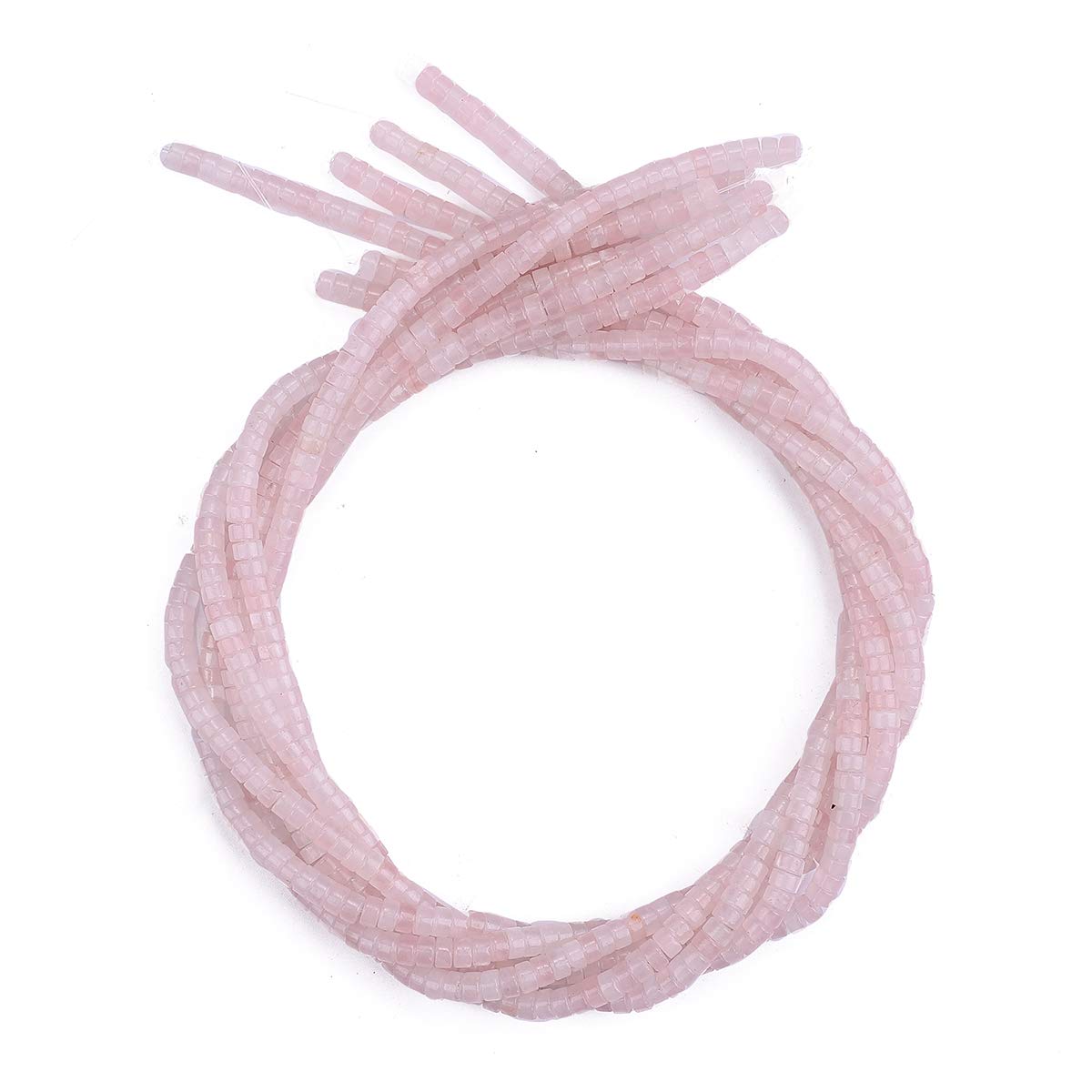 BEADIA Natural Rose Quarts Crystal Spacer Beads Caps Loose Semi Gemstone for Beading Jewelry Making 4mmx2mm 38cm