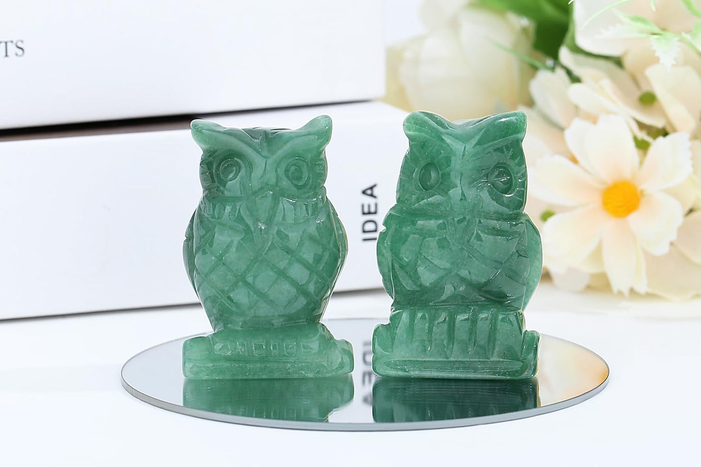 YATOJUZI 2" Owl Decors Natural Crystals Stones Cute Decor Polished Hand-Carved Sculpture Statue Figurines Gemstone Home Office Desk Decoration Reiki Energy Gifts
