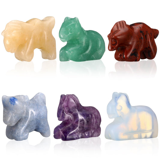 Yuntau 6 Pcs Derby Horse Figurines Miniature Horse Racing Statue Hand Carved Healing Crystals Decor for Home Party Decoration Small Figurines Bulk for Meditation Memorial Gifts