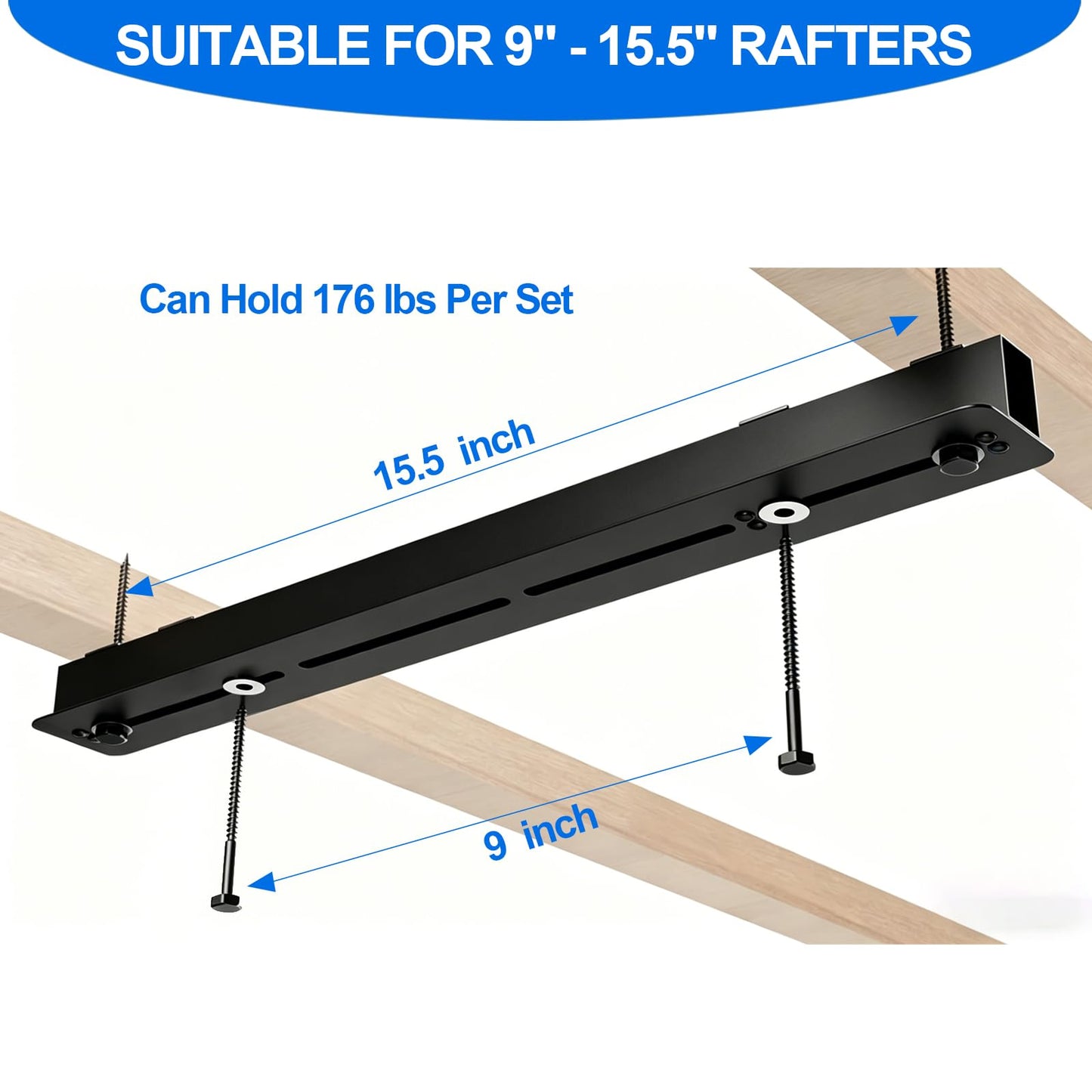 Demimy Overhead Garage Storage Rack, Heavy Duty Ceiling Mount Bin Holder for 7-27 Gallon Tote Storage Container Bins, 17-Inch Black Metal Rails for Organization Shelving System, Iron Material, 6 Pack