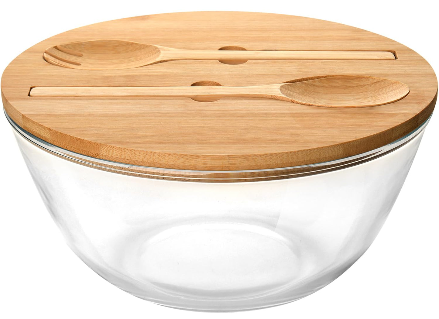 GEHE Glass Salad Bowl with Lid, 10.6Inch Large Trifle Bowl Glass Fruit Bowl, 4.7 Quart Large Capacity Serving Bowls for Salad, Pasta, Fruit, Dessert Display Cake, Microwave Safe