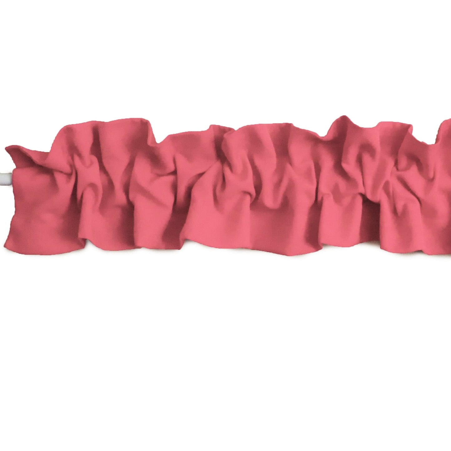 Zen Creative Designs Solid Poplin Sleeve Topper Window Valance Top Bottom Ruffle Home Décor Bedroom Nursery Kitchen Window (58" Wide x 5" Tall, Coral)