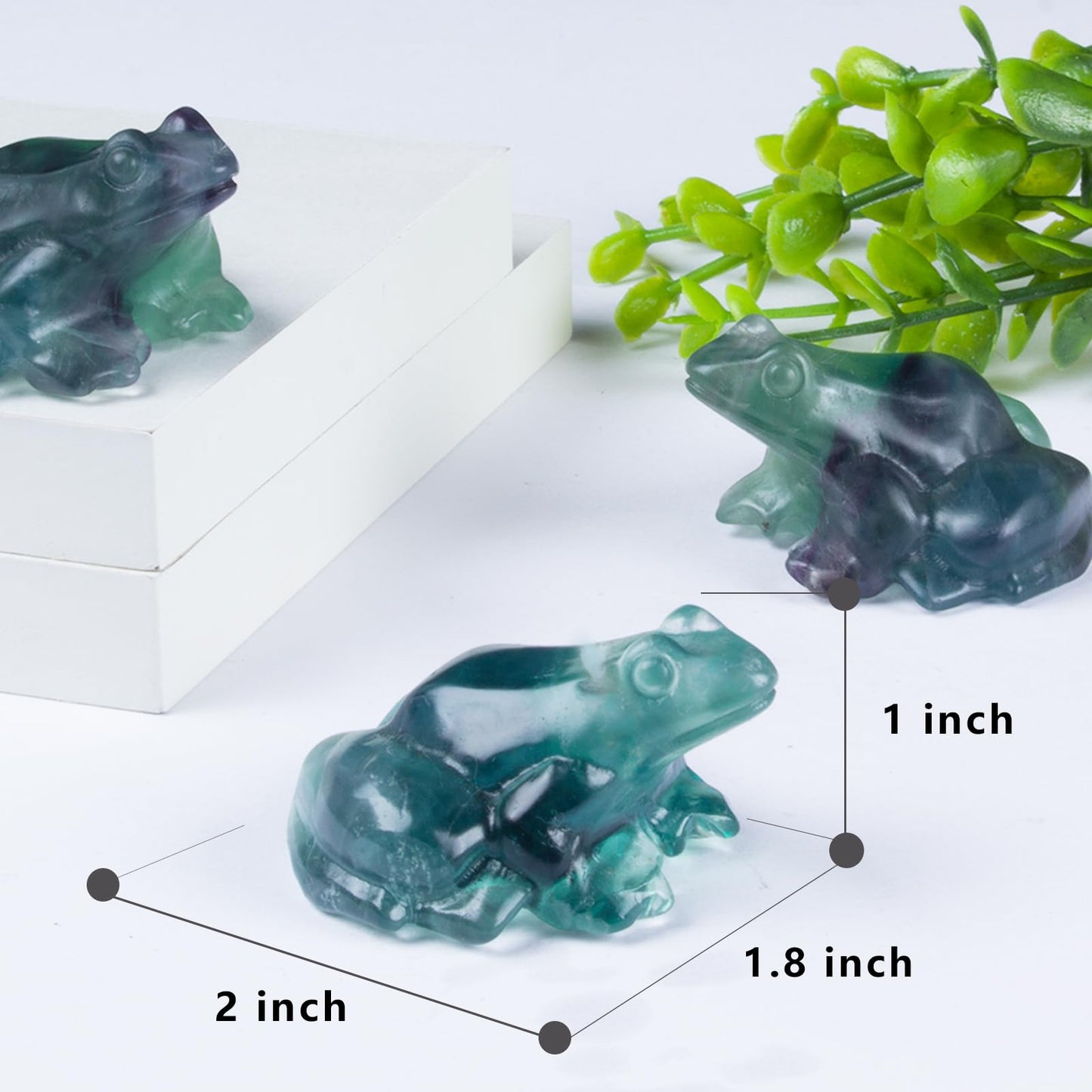 QLRSUXN 2 Inch Fluorite Frog Crystal Figurine,Frog Gifts Healing Crystal Decor，Frog Garden Statue Stone Energy Gemstones, in Bedroom Office Christmas Meditation Gifts Aquarium Decoration